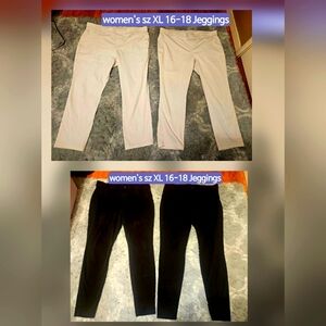 Womens Stretch Jeggings Black & White Bundle Lot Sz 16-18 XL. *4 PAIRS TOTAL*